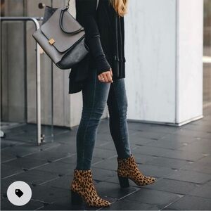 Schutz Mery Fur Animal Print Leopard Cheetah Ankle Boot Size 5
